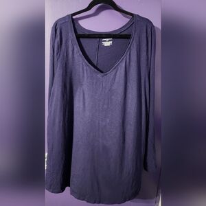 Lane Bryant Relaxed Long-Sleeve Scoop Neck Top — Periwinkle